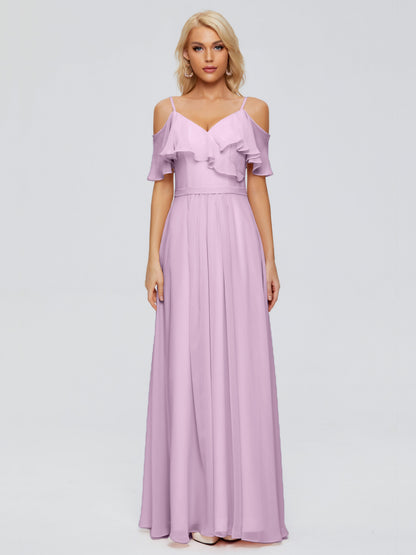 Katherine Spaghetti Straps Ruffles Chiffon Bridesmaid Dresses