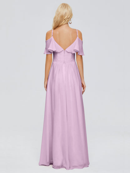 Katherine Spaghetti Straps Ruffles Chiffon Bridesmaid Dresses