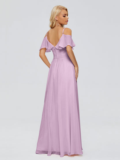 Katherine Spaghetti Straps Ruffles Chiffon Bridesmaid Dresses