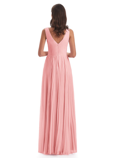 Kenya V-neck Split Chiffon Long Bridesmaid Dresses