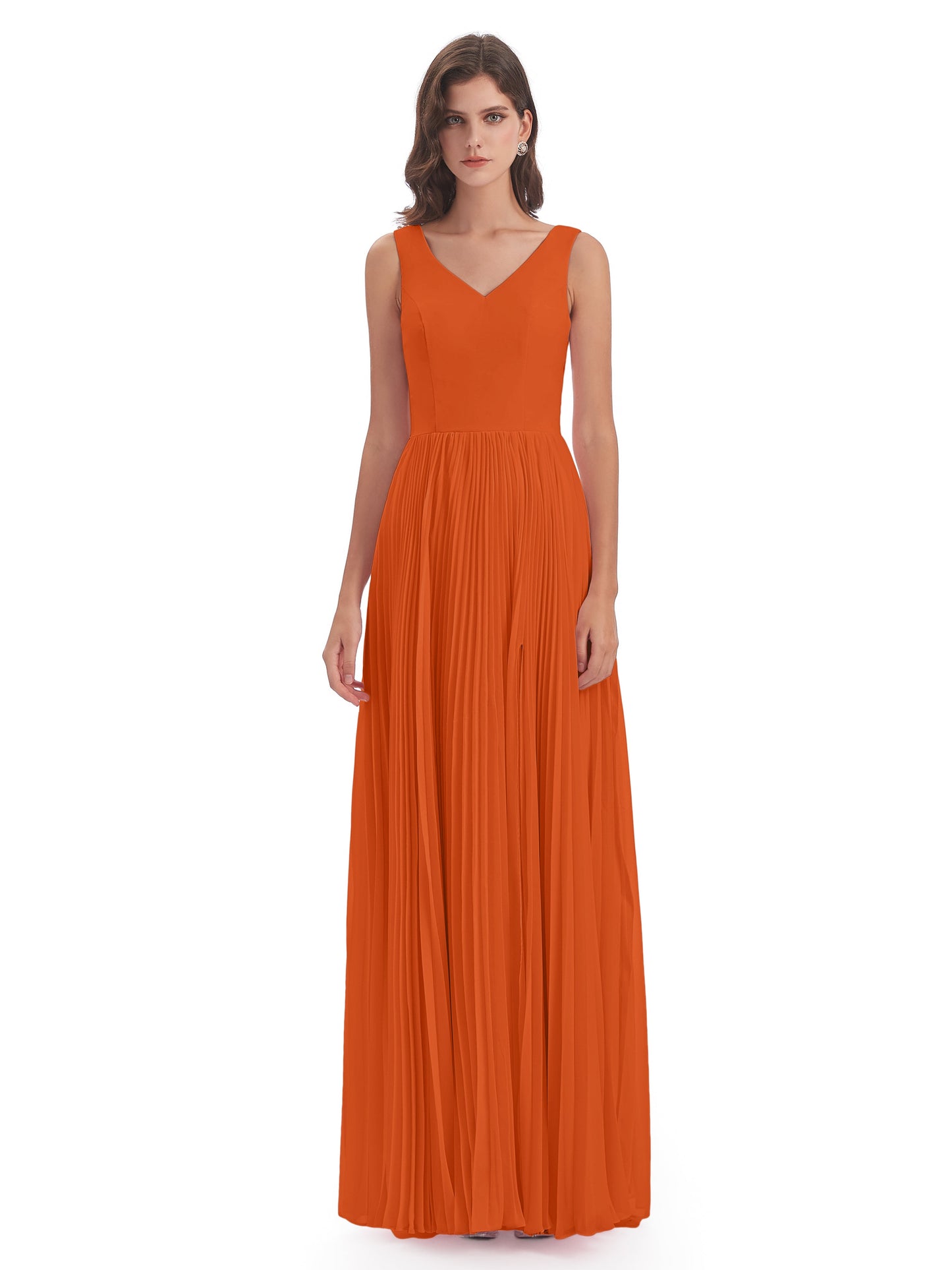 Kenya V-neck Split Chiffon Long Bridesmaid Dresses