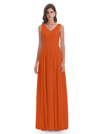 Kenya V-neck Split Chiffon Long Bridesmaid Dresses