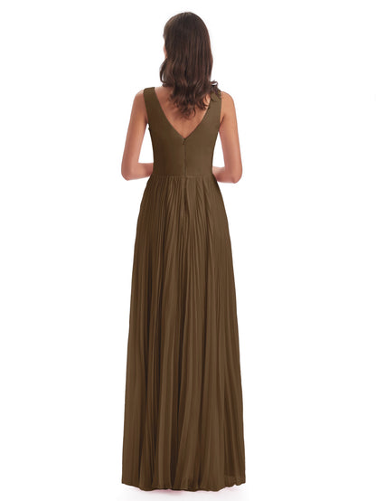Kenya V-neck Split Chiffon Long Bridesmaid Dresses