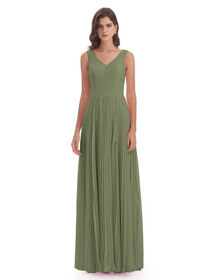 Kenya V-neck Split Chiffon Long Bridesmaid Dresses