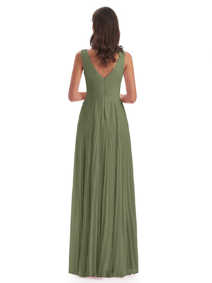 Kenya V-neck Split Chiffon Long Bridesmaid Dresses