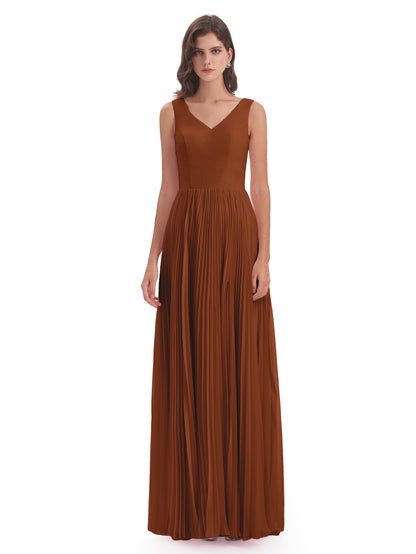Kenya V-neck Split Chiffon Long Bridesmaid Dresses