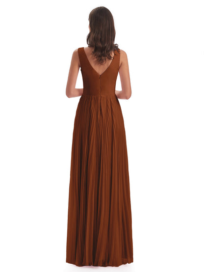 Kenya V-neck Split Chiffon Long Bridesmaid Dresses