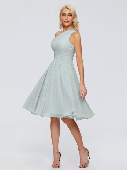 Kimberly One Shoulder Short Chiffon Bridesmaid Dresses