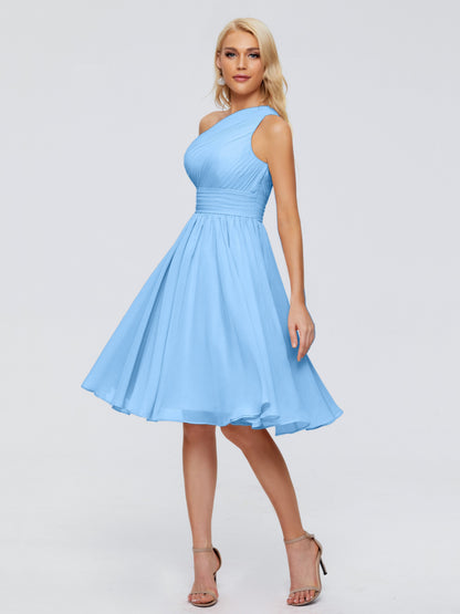 Kimberly One Shoulder Short Chiffon Bridesmaid Dresses