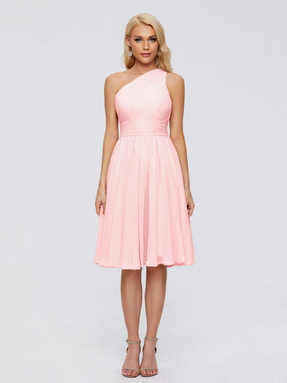 Kimberly One Shoulder Short Chiffon Bridesmaid Dresses