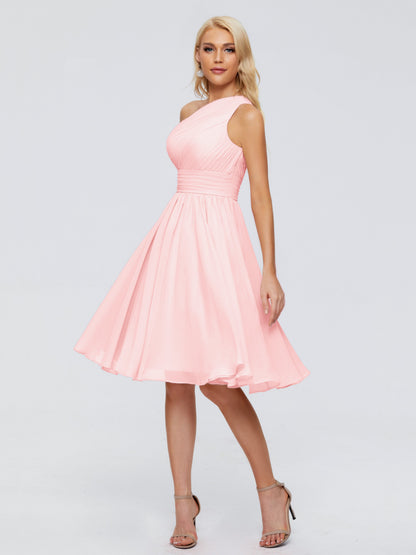 Kimberly One Shoulder Short Chiffon Bridesmaid Dresses
