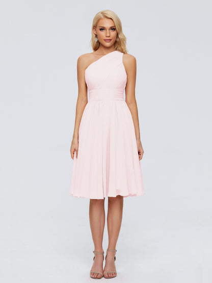 Kimberly One Shoulder Short Chiffon Bridesmaid Dresses