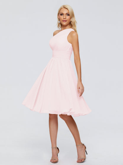 Kimberly One Shoulder Short Chiffon Bridesmaid Dresses
