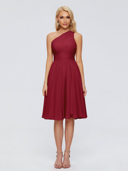 Kimberly One Shoulder Short Chiffon Bridesmaid Dresses