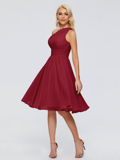 Kimberly One Shoulder Short Chiffon Bridesmaid Dresses