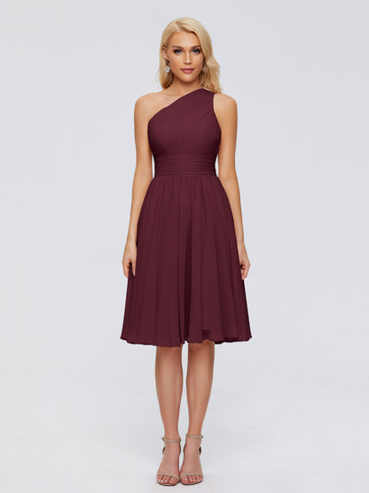 Kimberly One Shoulder Short Chiffon Bridesmaid Dresses
