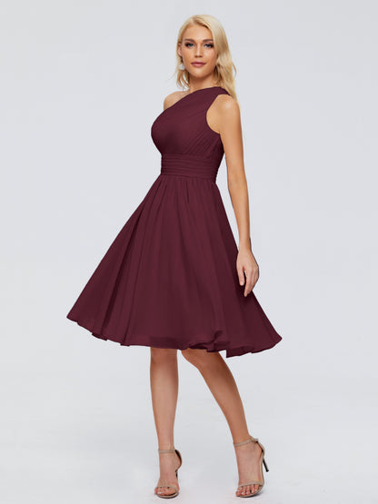 Kimberly One Shoulder Short Chiffon Bridesmaid Dresses