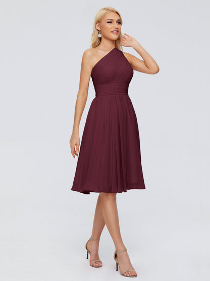 Kimberly One Shoulder Short Chiffon Bridesmaid Dresses