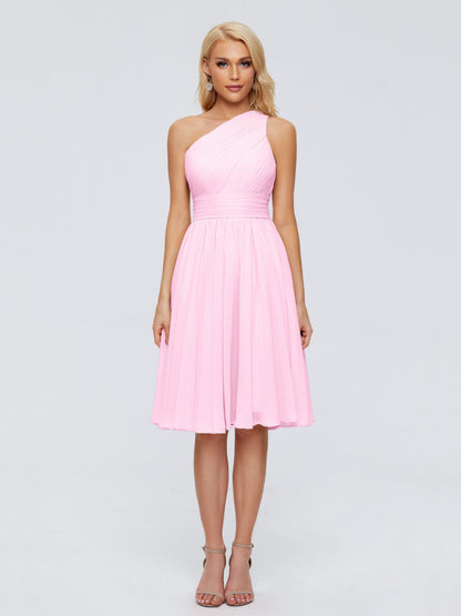 Kimberly One Shoulder Short Chiffon Bridesmaid Dresses
