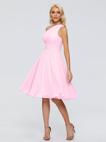 Kimberly One Shoulder Short Chiffon Bridesmaid Dresses