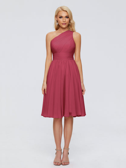 Kimberly One Shoulder Short Chiffon Bridesmaid Dresses