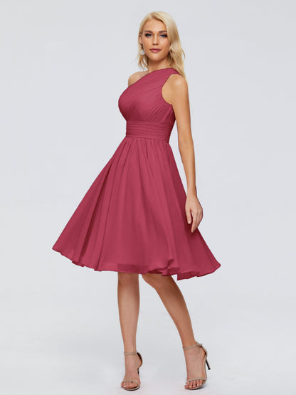 Kimberly One Shoulder Short Chiffon Bridesmaid Dresses