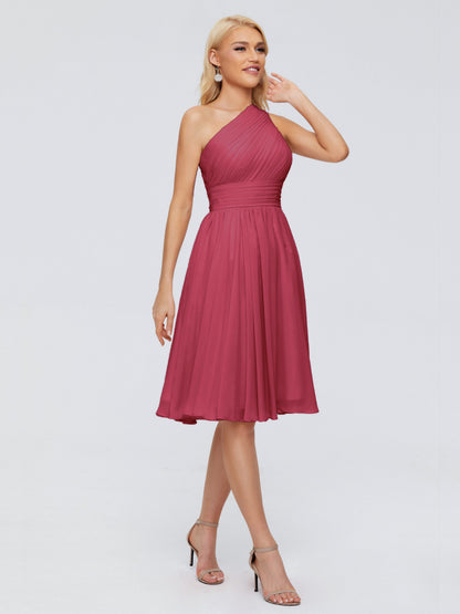 Kimberly One Shoulder Short Chiffon Bridesmaid Dresses