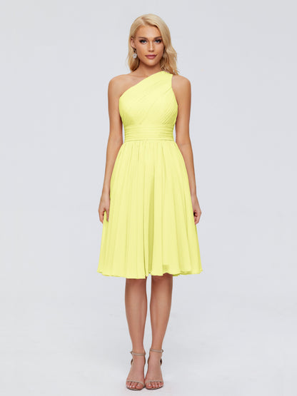 Kimberly One Shoulder Short Chiffon Bridesmaid Dresses