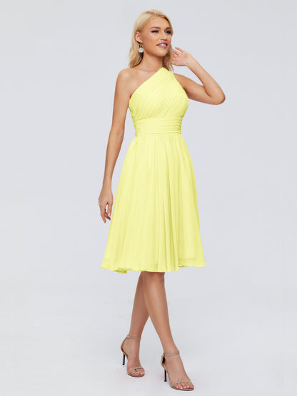 Kimberly One Shoulder Short Chiffon Bridesmaid Dresses