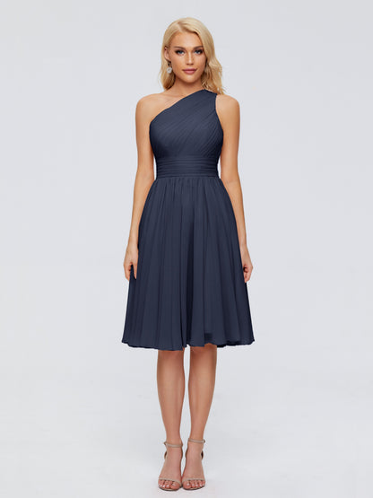 Kimberly One Shoulder Short Chiffon Bridesmaid Dresses