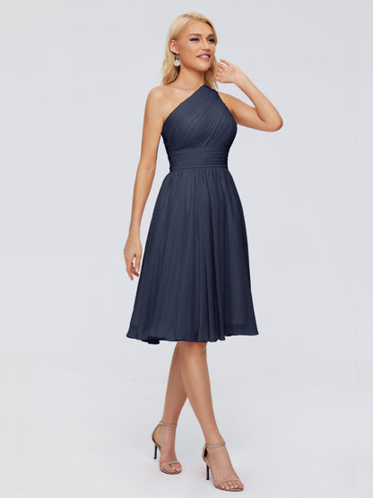 Kimberly One Shoulder Short Chiffon Bridesmaid Dresses