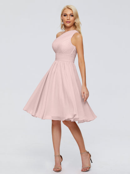 Kimberly One Shoulder Short Chiffon Bridesmaid Dresses