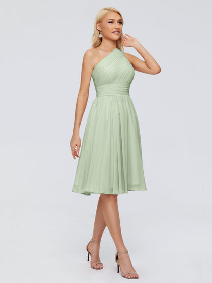 Kimberly One Shoulder Short Chiffon Bridesmaid Dresses