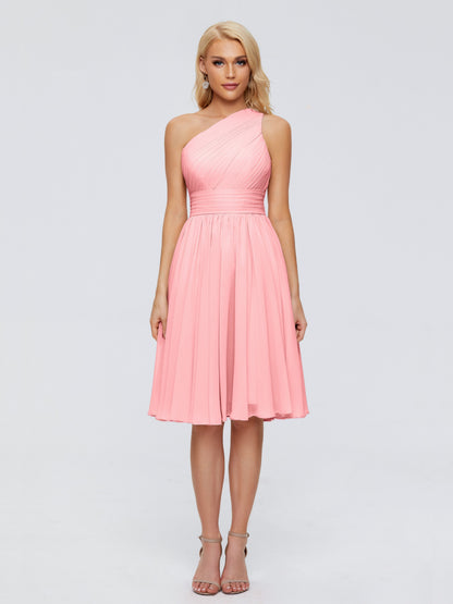 Kimberly One Shoulder Short Chiffon Bridesmaid Dresses