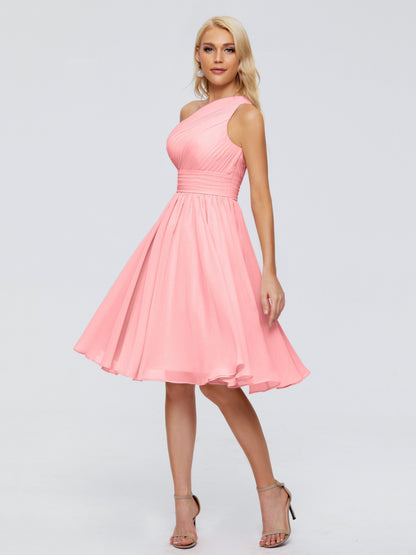 Kimberly One Shoulder Short Chiffon Bridesmaid Dresses