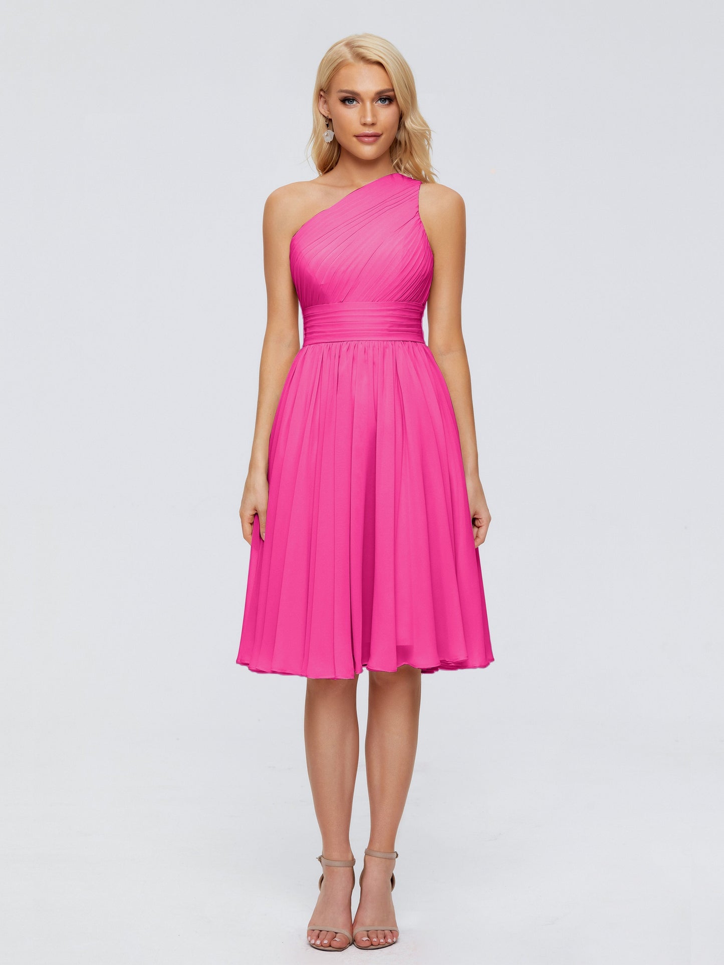 Kimberly One Shoulder Short Chiffon Bridesmaid Dresses