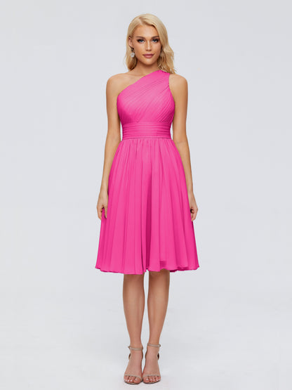 Kimberly One Shoulder Short Chiffon Bridesmaid Dresses