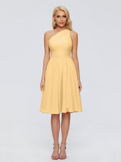 Kimberly One Shoulder Short Chiffon Bridesmaid Dresses