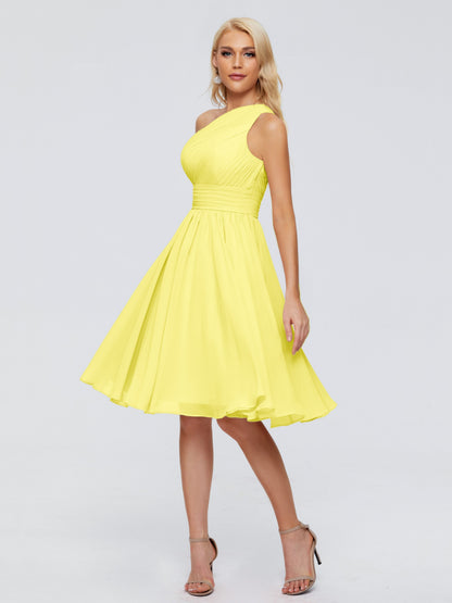 Kimberly One Shoulder Short Chiffon Bridesmaid Dresses