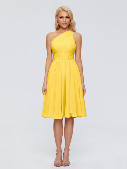 Kimberly One Shoulder Short Chiffon Bridesmaid Dresses
