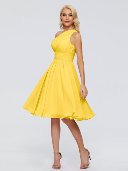 Kimberly One Shoulder Short Chiffon Bridesmaid Dresses