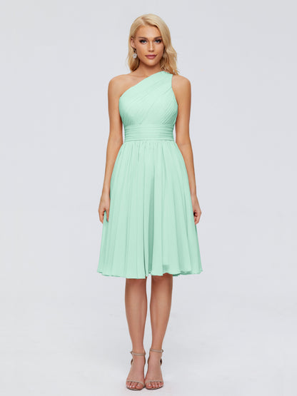 Kimberly One Shoulder Short Chiffon Bridesmaid Dresses