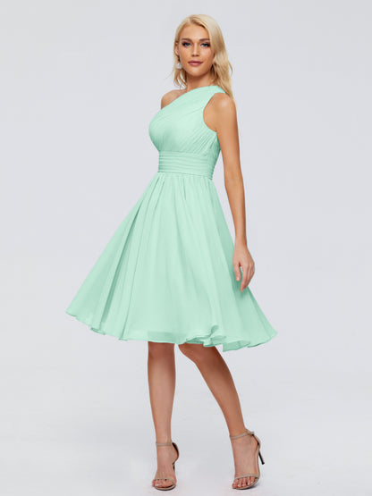 Kimberly One Shoulder Short Chiffon Bridesmaid Dresses