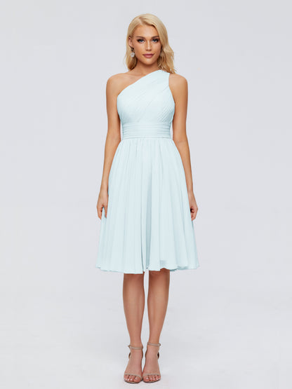 Kimberly One Shoulder Short Chiffon Bridesmaid Dresses