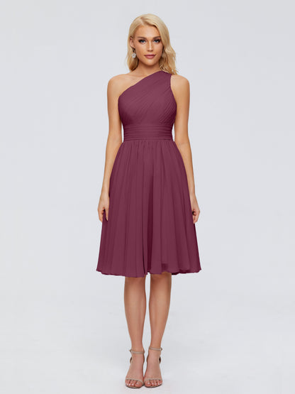 Kimberly One Shoulder Short Chiffon Bridesmaid Dresses