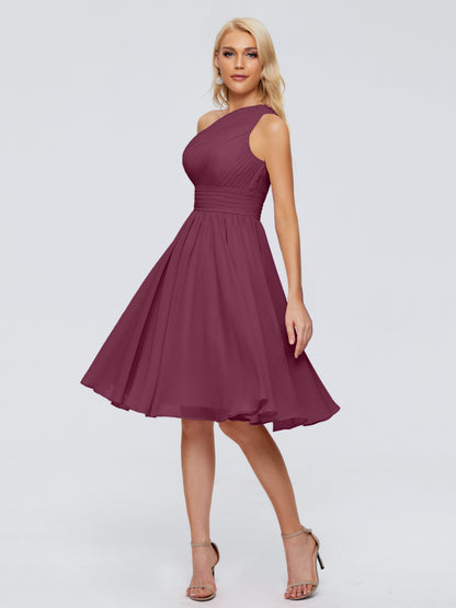 Kimberly One Shoulder Short Chiffon Bridesmaid Dresses