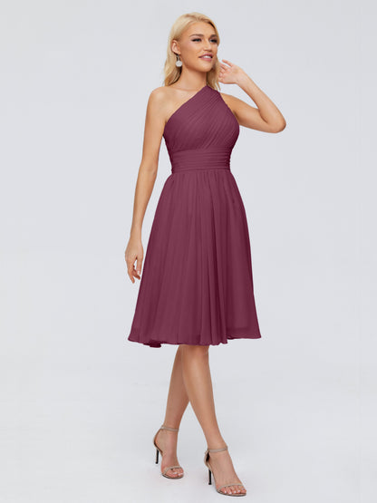 Kimberly One Shoulder Short Chiffon Bridesmaid Dresses
