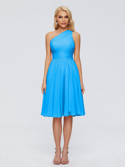 Kimberly One Shoulder Short Chiffon Bridesmaid Dresses