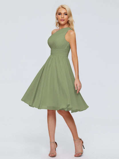 Kimberly One Shoulder Short Chiffon Bridesmaid Dresses
