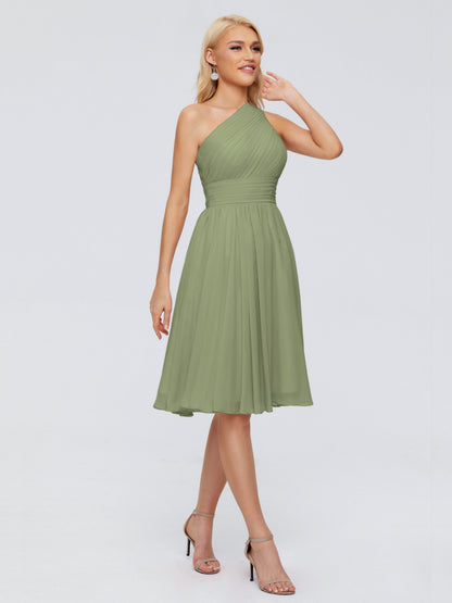 Kimberly One Shoulder Short Chiffon Bridesmaid Dresses